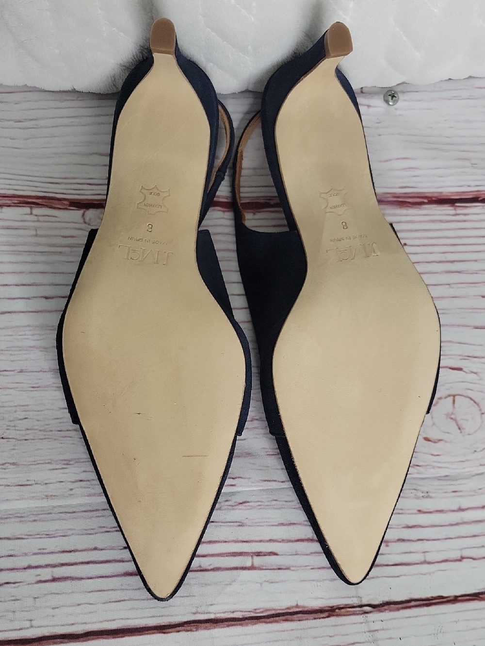 J. McLaughlin Dorothea Women's Navy Suede Slingback Kitten Heel Size 8 - Picture 10 of 12